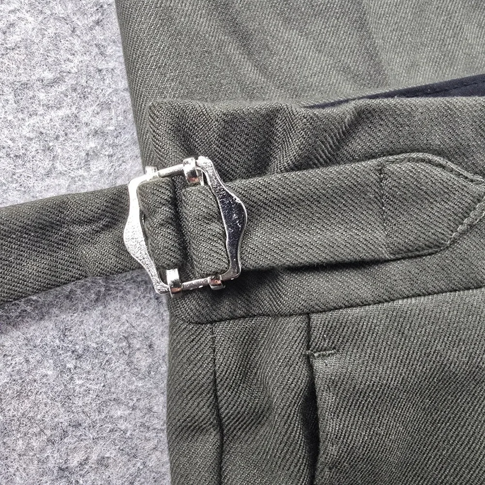Terzi Adem Altun Dress Pants Trousers Mens 38x32 (US) Olive Green Side Adjuster
